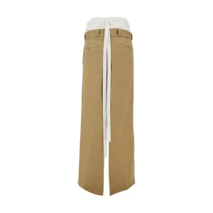 Outlet Gabardine long skirt with split Skirts