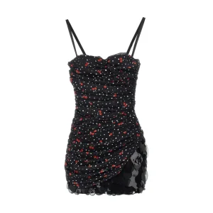 New Gathered chiffon mini dress with sequins Dresses