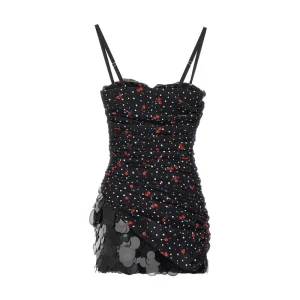 New Gathered chiffon mini dress with sequins Dresses