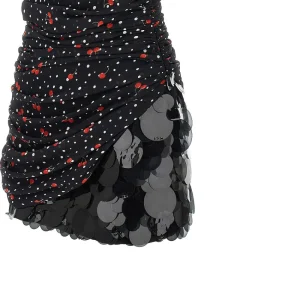 New Gathered chiffon mini dress with sequins Dresses