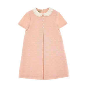 Hot GG jacquard wool mini dress with collar Kids Clothing