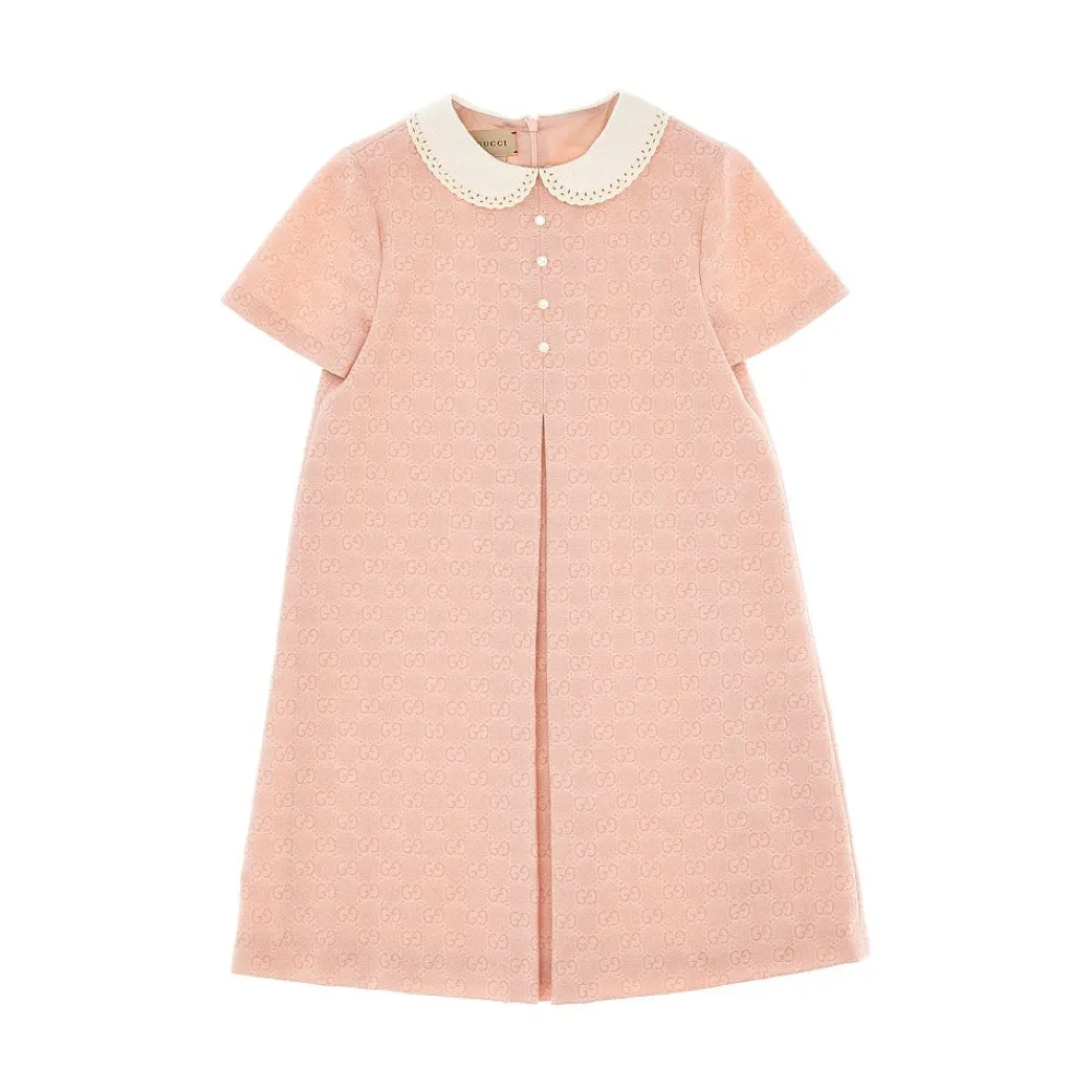 gg_jacquard_wool_mini_dre_0.webp Hot GG jacquard wool mini dress with collar Kids Clothing
