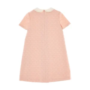 Hot GG jacquard wool mini dress with collar Kids Clothing