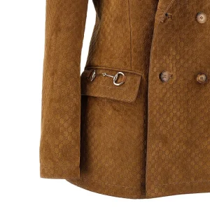 Online GG suede leather double-breasted jacket Jackets
