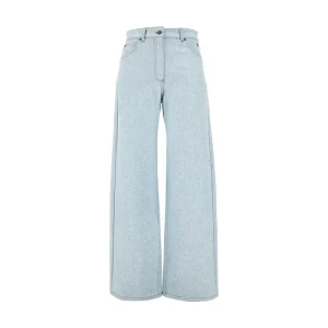 Online Glittered denim wide-leg jeans Jeans