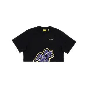 Online Graffiti logo print cropped T-shirt Kids Clothing