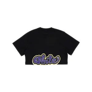 Online Graffiti logo print cropped T-shirt Kids Clothing