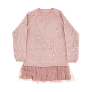 Sale Knitted mini dress with tulle flounce Kids Clothing