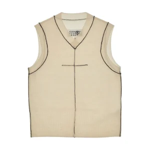 Outlet Knitted vest with inside-out stitchings Knitwear