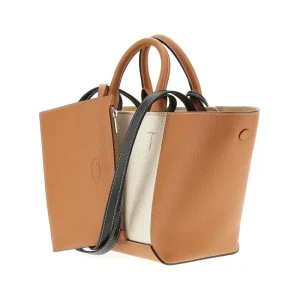 Sale Leather and canvas small shopping bag Shoulder Bags
