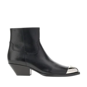 Clearance Leather ankle boots with metal toe Boots And Ankle Boots