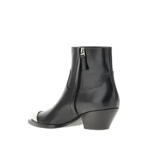 Clearance Leather ankle boots with metal toe Boots And Ankle Boots