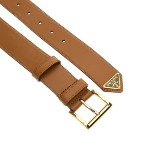 Discount Leather belt with triangle logo Belts