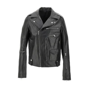 Outlet Leather biker jacket Outerwear