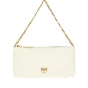 Outlet Leather flat pouch with chain Shoulder Bags