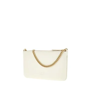 Outlet Leather flat pouch with chain Shoulder Bags