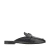 Fashion Leather sabot with triangle logo Flat Shoes