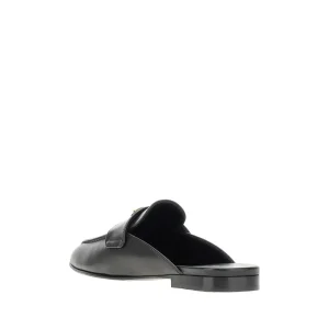 Fashion Leather sabot with triangle logo Flat Shoes