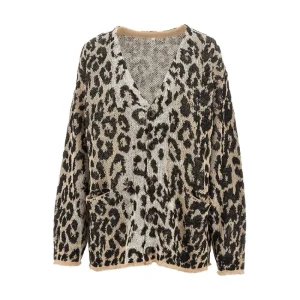 Discount Leopard jacquard linen cardigan Knitwear
