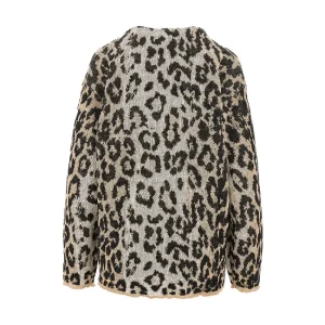 Discount Leopard jacquard linen cardigan Knitwear