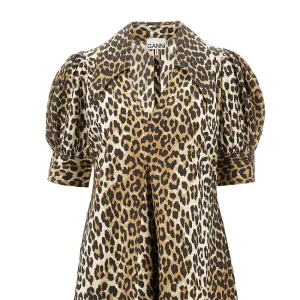 New Leopard print poplin midi dress Dresses