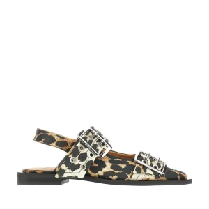 Hot Leopard satin slingback ballerinas Flat Shoes
