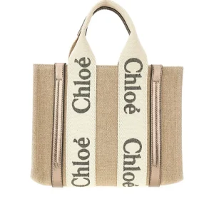 Outlet Linen small 'Woody' tote bag Top-Handle Bags | Crossbody Bags