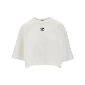 Online Logo embroidery cropped T-shirt Tops
