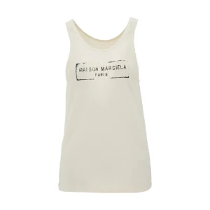 Sale Logo print viscose and cotton tank top Tops