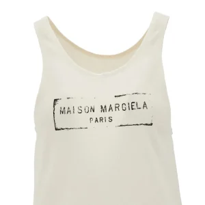 Sale Logo print viscose and cotton tank top Tops