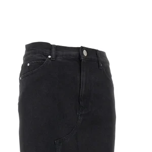 Outlet Long denim skirt with split Skirts