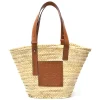 Sale Medium basket bag in palm leaf and leather Shoulder Bags