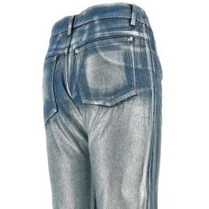 Sale Metallized coated denim pants Jeans