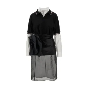Clearance Mixed fabric midi dress Dresses