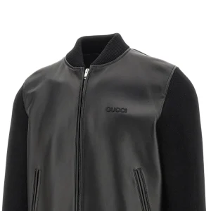Hot Nappa leather and knit bomber jacket Outerwear