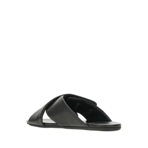 Fashion Nappa leather slides with triangle logo Sandals