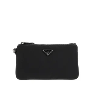 Hot Nylon double pouch with triangle logo Clutches