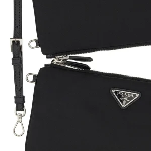Hot Nylon double pouch with triangle logo Clutches