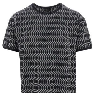 Online Optical motif wool knitted T-shirt Knitwear