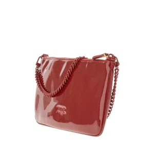 Fashion Patent faux leather flat pouch with chain Shoulder Bags
