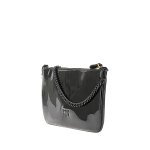 Outlet Patent faux leather flat pouch with chain Shoulder Bags
