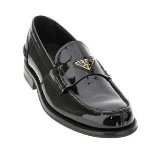 Fashion Patent leather loafers with triangle logo Loafers