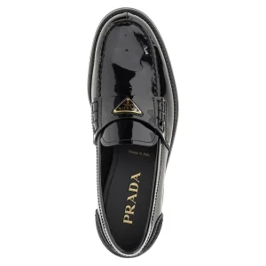Fashion Patent leather loafers with triangle logo Loafers
