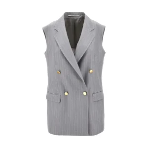 Hot Pinstriped double-breasted tailored vest Jackets