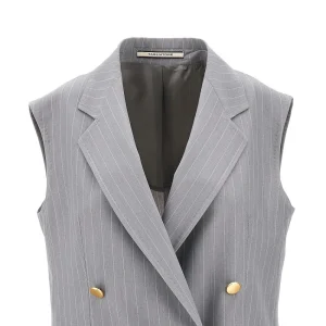 Hot Pinstriped double-breasted tailored vest Jackets