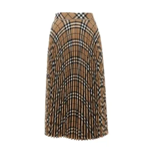 Hot Pleated Check wool-blend midi skirt Skirts