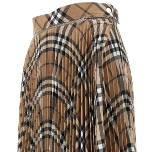 Hot Pleated Check wool-blend midi skirt Skirts