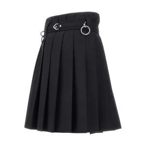 Online Pleated gabardine skirt with belt Skirts