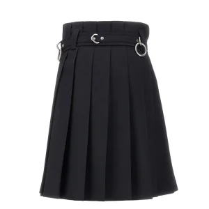 Online Pleated gabardine skirt with belt Skirts