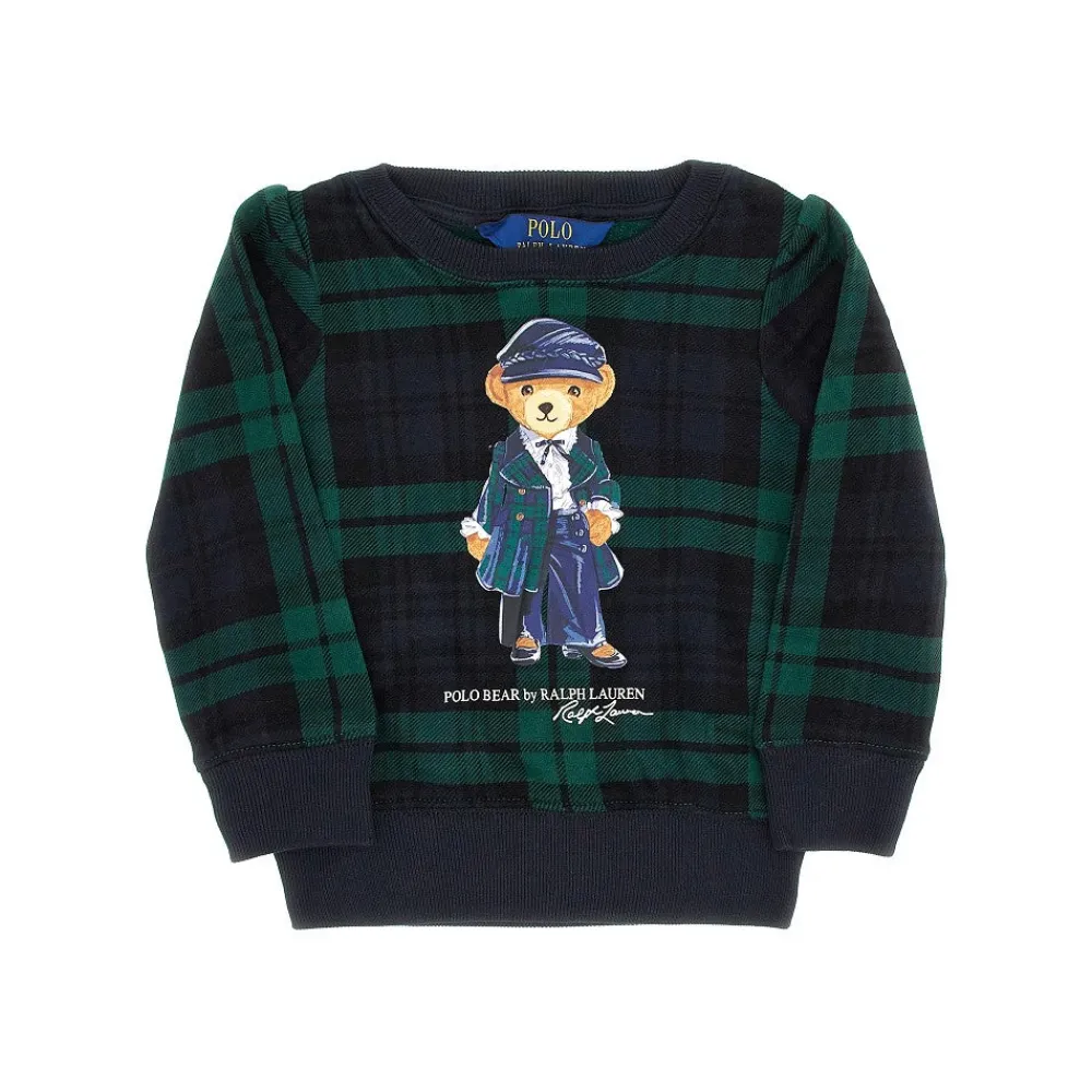 polo_bear_print_check_swe_0.webp Outlet Polo Bear print check sweatshirt Kids Clothing